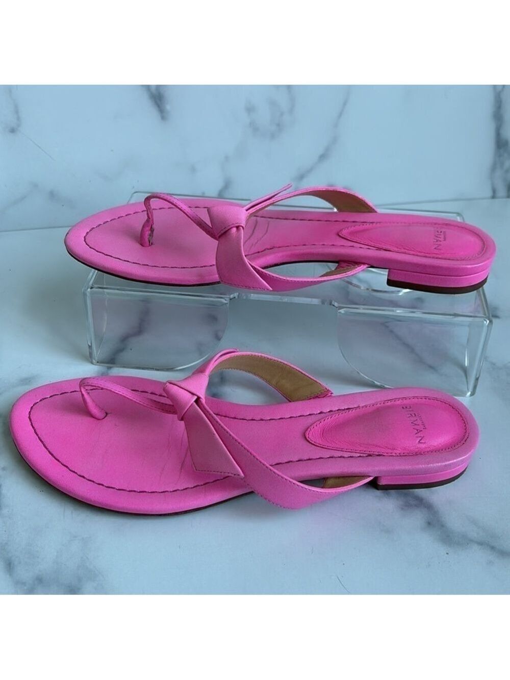 Alexandre Birman Pink Clarita Naked Leather Thong Sandals Size Italian 37 US 7 - Picture 3 of 13